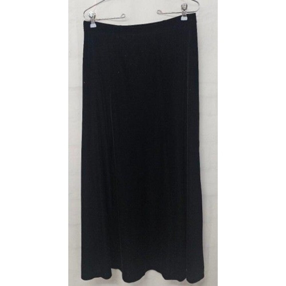 Vintage Womens Medium Coldwater Creek Pull On Skirt Black Velour Velvet Maxi